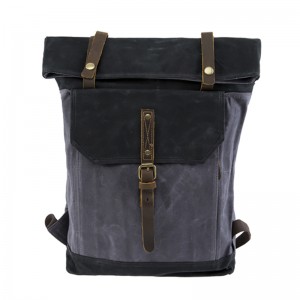 18SC-6776M Custom Canvas Rucksack Tasche mit echtem Leder Multi Taschen Organizer Rucksack für Studenten